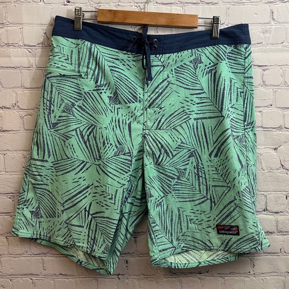 Patagonia Men's Stretch Wavefarer Board Shorts Rain Fern Speckle Size 36 Beach